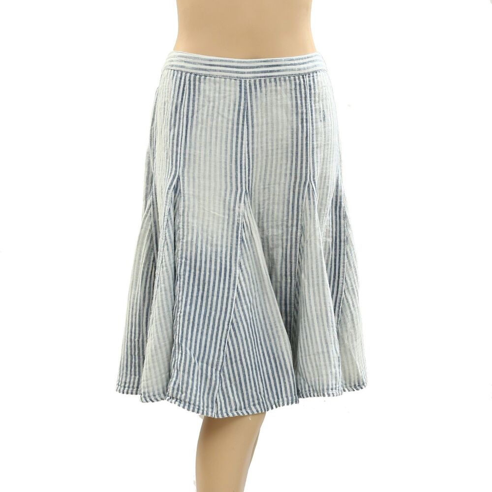 Free People Candace Midi Skirt Striped Print Pull On Low Rise Godet M NWT 286162 - Picture 4 of 8